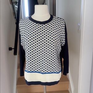 Weekend MaxMara Navy and White Patterned Sweater S/M